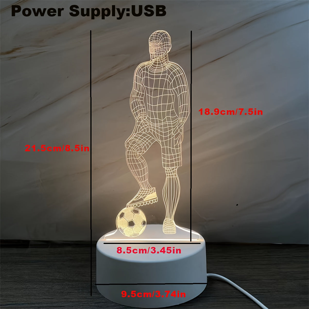 3D Football Player LED Table Lamp