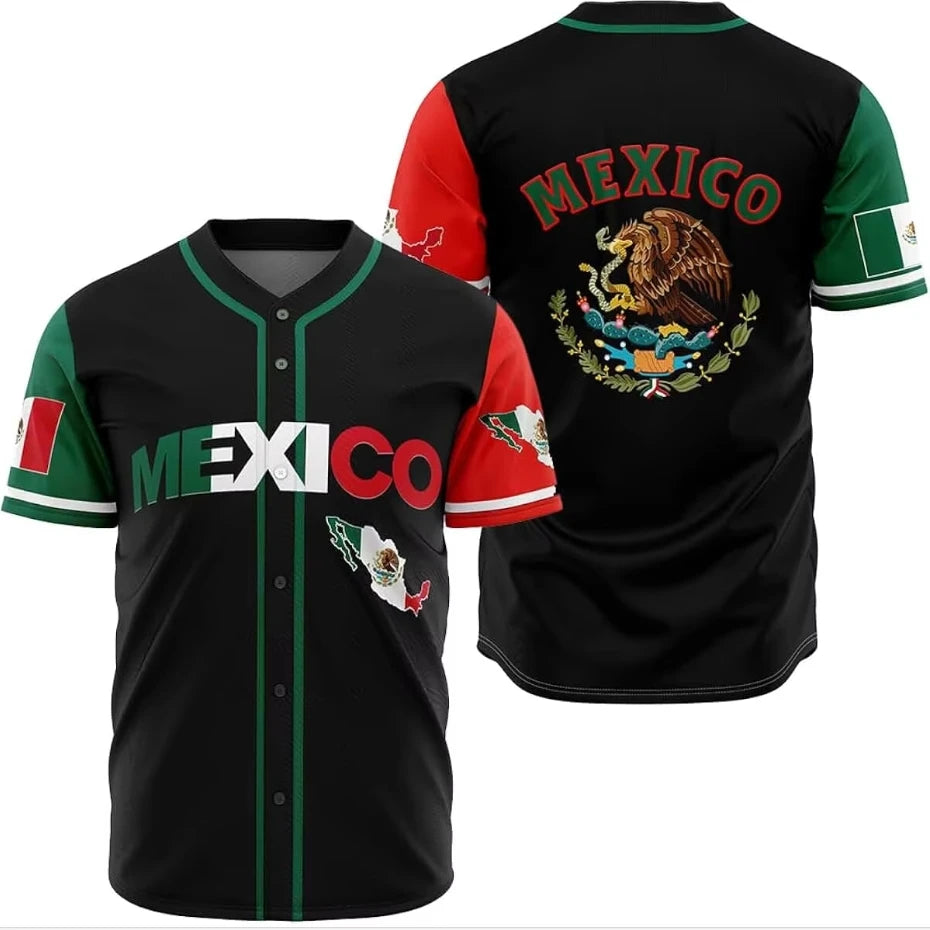 Mexico Flag Badge Baseball Jersey