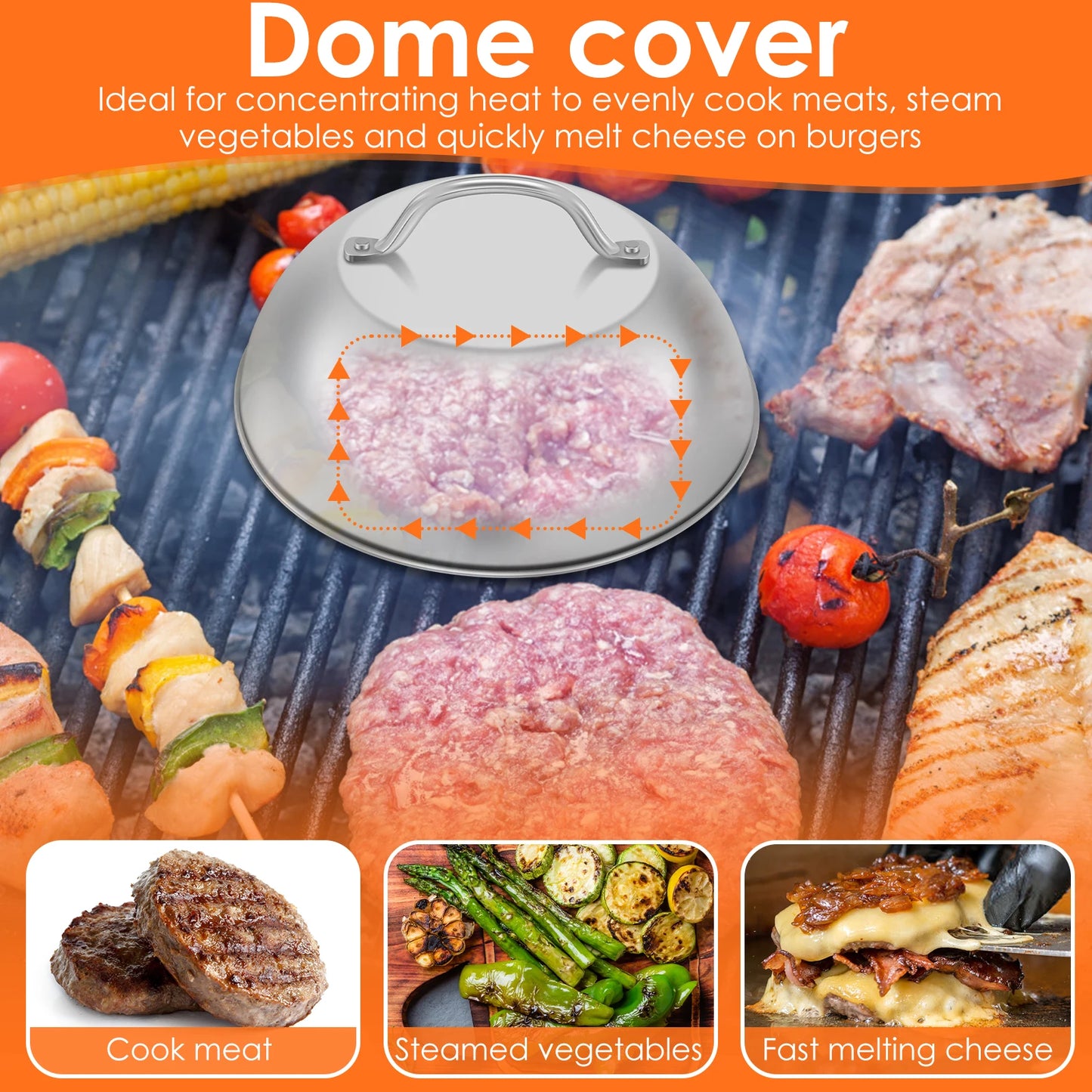 3‑Piece Stainless Steel Smash Burger Kit – Press, Spatula & Basting Cover