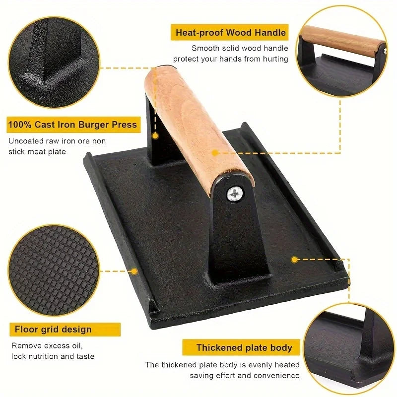 Heavy Duty Cast Iron Burger Press